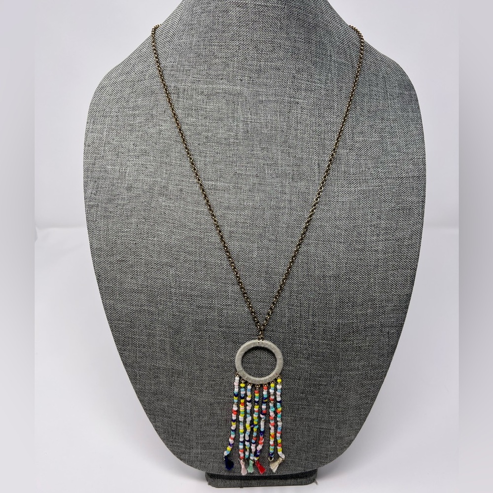 Sugarfix Long Beaded Tassel Necklace, rainbow, boho, bohemian, multi-colored